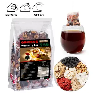 Sleep Aid & Energy Boost,Red Date Goji Ginseng Herbal Mix,Ten Treasure Tea 60 Bags ,Traditional Chinese Wellness,Five Treasure Tea Beverage