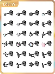 LOLIAS 24Pcs Cartilage Earrings for Women Men 20G Surgical Steel Flat Back Stud Earrings CZ Helix Conch Small Flatback Earrings Hypoallergenic Nap Earrings