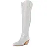 RONILURN Women's Multicolor Rhinestone Over-the-Knee Cowboy Boots - Pull-On Shoes for Women with Side Zips, No Fuss Easy On/Off, Chunky Heels, Pointed Toe, All Seasons, Size 6-12 Footwear Fashion,outdoorfun