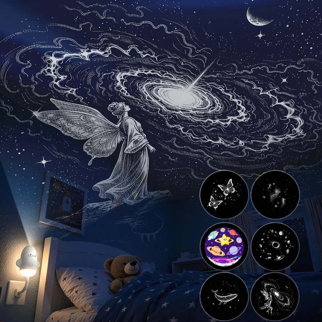 Galaxy Projector 3-in-1, 6 Cinematic Sky Scenes with Adjustable Focus & 360° Swivel, USB Star Night Light for Bedroom Ceiling Decor, Home Theater Ambiance & Travel Projector Night Moon Light projector lamp