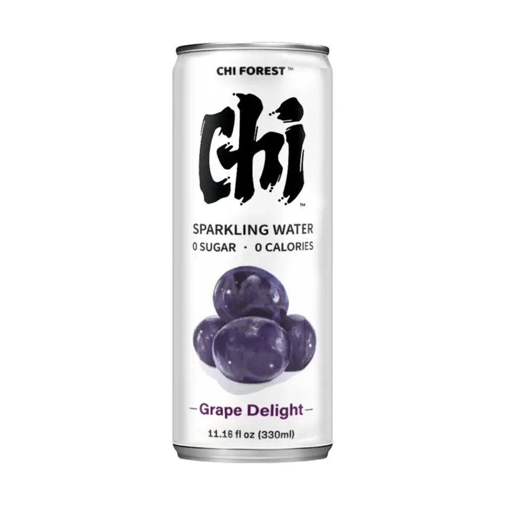 Genki Forest Sparkling Carbonated Water Beverage - Grape Delight Flavor, Low Sugar, No Added Sugar, Made with Sucralose & Erythritol, Cupboard-Storable Fizzy Drink