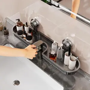 Wall Mounted Sink Organizer Rack, Easy Installation No Drilling Required, Durable Bathroom Storage Shelf, Space-Saving Design for Kitchen and Bathrooms, Bathroom Organizing Accessories