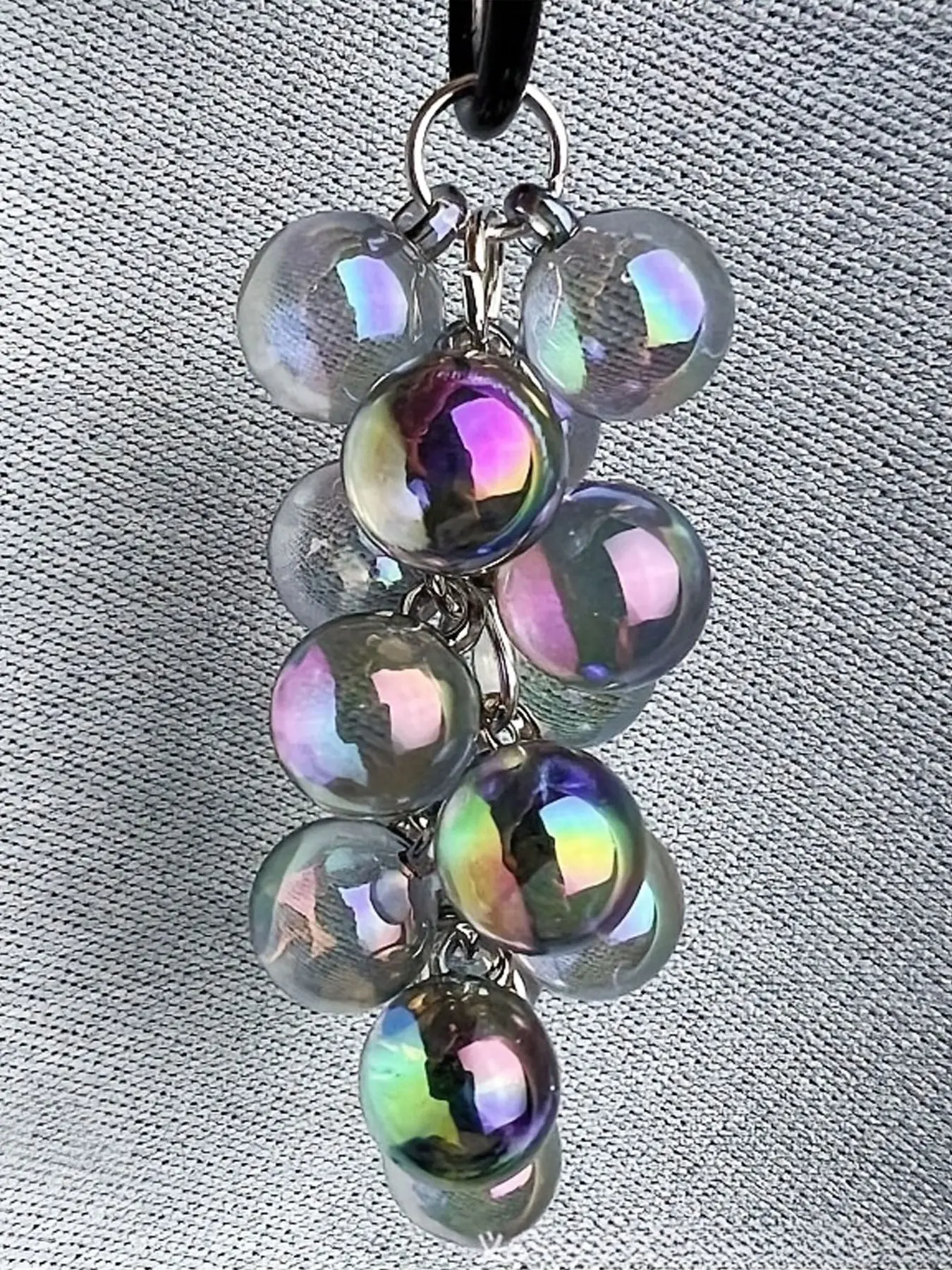 16MM High-Transparency Uv-Coated Colorful Grape Bead Short Mobile Phone Chain, Suitable for Bags, Keychains, Keychain For Purse, Available in Various Colors, Grape Cluster Keychain