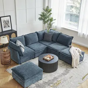 [Multipule Packages] Hulala Victoria Oversized Soft Sectional Sofa with Storage(Optional Seat), 1.5x Extra-wide Seat, Soft Cushion, Concealed Compartments, Modular Design, Easy Assembly Folding Storage, Ottoman Bench sofa, Couch, Lounge