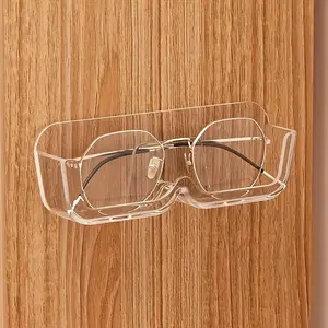 Clear Glasses Holder, Wall Mounted Glasses Storage Rack, Glasses Display Rack, Home Organizer for Bathroom, Living Room, Office, Plastic