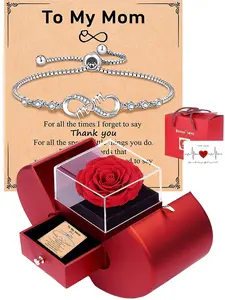 For Daughter/Mom - Infinite Love Bracelet. A special bracelet for thanking mom, with an apple rose gift box, accompanied by an inspirational message card. Suitable as a jewelry gift for Mother’s Day for mom and daughter, hiding love in this eternal gift.