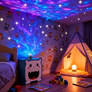 16-Color Wave Pattern Projection Lamp with Base, USB-Powered, Remote-Controlled, No Battery Included-Creates Fantasy Ambience for Bedroom& Living Room! Led Mood Light