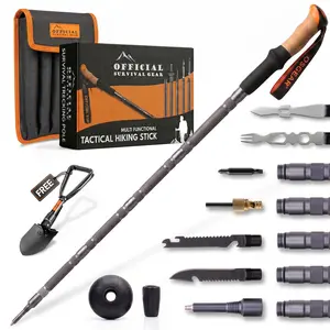 TrailGuard 14-in-1 Survival Walking Stick + FREE Folding Shovel