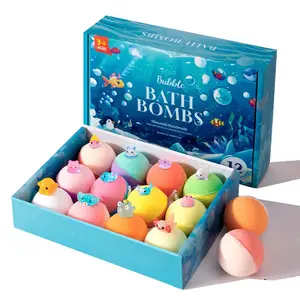 Ocean Toy Bath Salt Ball Sleeve Box Bath Bombs, 2026 New 12-Pack Bath Bombs with Surprise Spring Inside, Upgrade Easter Gifts Bubble Easter Basket Stuffers Easter Egg Fillers (Blue 12Pcs)