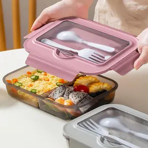 Leak-Proof Dual Layer Lunch Box, Microwavable Bento Box, Large Capacity, Microwave Safe, Suitable for Work or School, Nutritional Partitioning, Balanced Diet, Leakproof Lunch Box