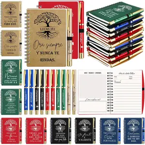 60 count/ 30 Set Father's Day Christian Gifts Bulk Prayer Journal Spiral Notebooks with  Verse Pen Tree of Life Scripture Notepad for Religious Church Men Dad Women (60, Spanish Special)