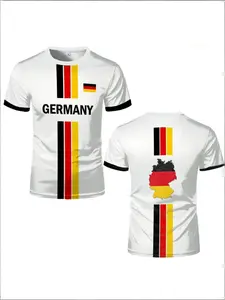 Men's Germany Football Jersey Summer Sports T-Shirt, German Flag Map Pattern, Loose Fit Round Neck, Ideal for Team Sports and Casual Wear, Striped Soccer Shirt, Sportswear Top