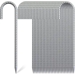 J Hook Rebar Stakes , Heavy Duty Galvanized Steel Ground Stakes, Metal Tent Stakes Chain Link Fence Stakes for Inflatables, Yard Decorations, Camping, Garden