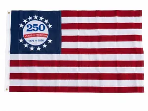 QLASH 250th Anniversary USA Flag 3x5 Ft, True Double-Sided Embroidered 2026 American Commemorative Flag, 210D Heavy Duty Nylon for Indoor Outdoor
