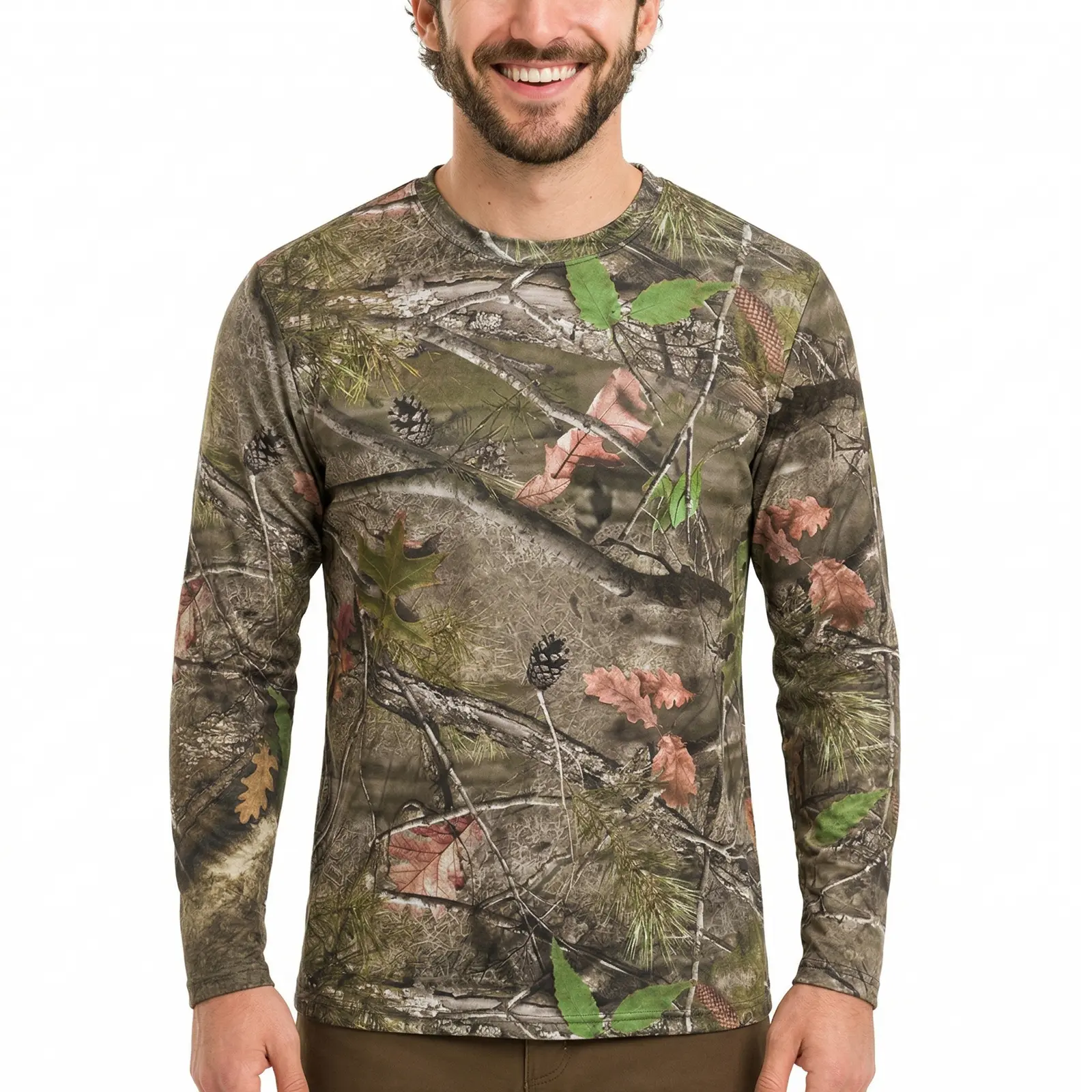 ARRIS Men's Ghost Veil Camo Performance Long Sleeve Shirt - UV Sun Protection, 4-Way Stretch, Cooling Breathable Fabric for Hunting, Fishing, Trekking - Travel, Casual Athletic Men's Long Sleeves Sport T-Shirt for Hunters, Men's T Shirts, Uv Protection
