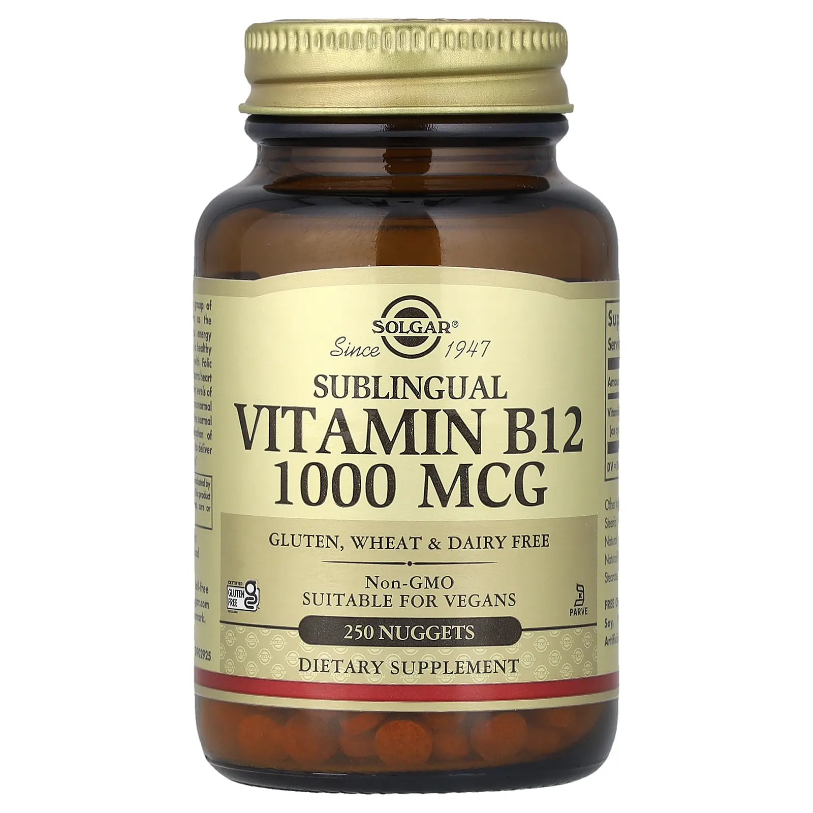 Solgar Vitamin B12, Sublingual, 1,000 mcg, 250 Nuggets