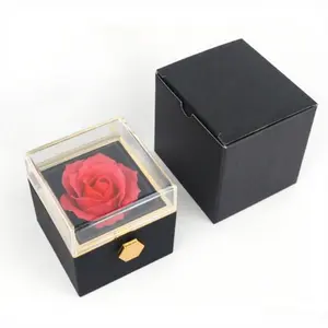 Rotating Rose Jewelry Box - 360° Floral Display, Elegant Storage with Safety Buckle, Valentine's Day Gift for Her, Unisex Keepsake Box, Home Decor