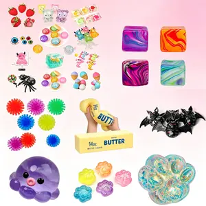 2026 Colorful Glitter Squishy Mystery Box Toys | Cute Bear Cow Bat Peach Strawberry Eyeball Fidget Toys Stress Relief Surprise Gifts