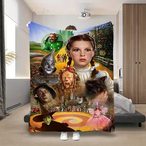 1 piece of Wizard of Oz printed flannel blanket, Vibrant design, Great for sofa, bed, camping and travel, Comfortable and durable, Machine washable