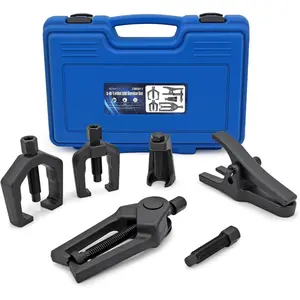 5-in-1 Ball Joint Separator, Front End Service Tool Kit for Tie Rob Removal, Pitman Arm Puller,  SUVs Pickup  Automotive Tools w/Storage Case (Black Oxidized)