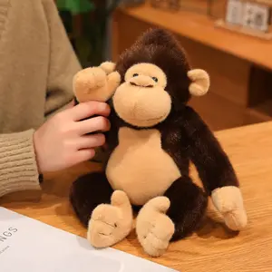Realistic Monkey Plush Toy Soft Stuffed Chimpanzee Doll Cute Jungle Animal Plushie for Kids Birthday Gift Home Decor
