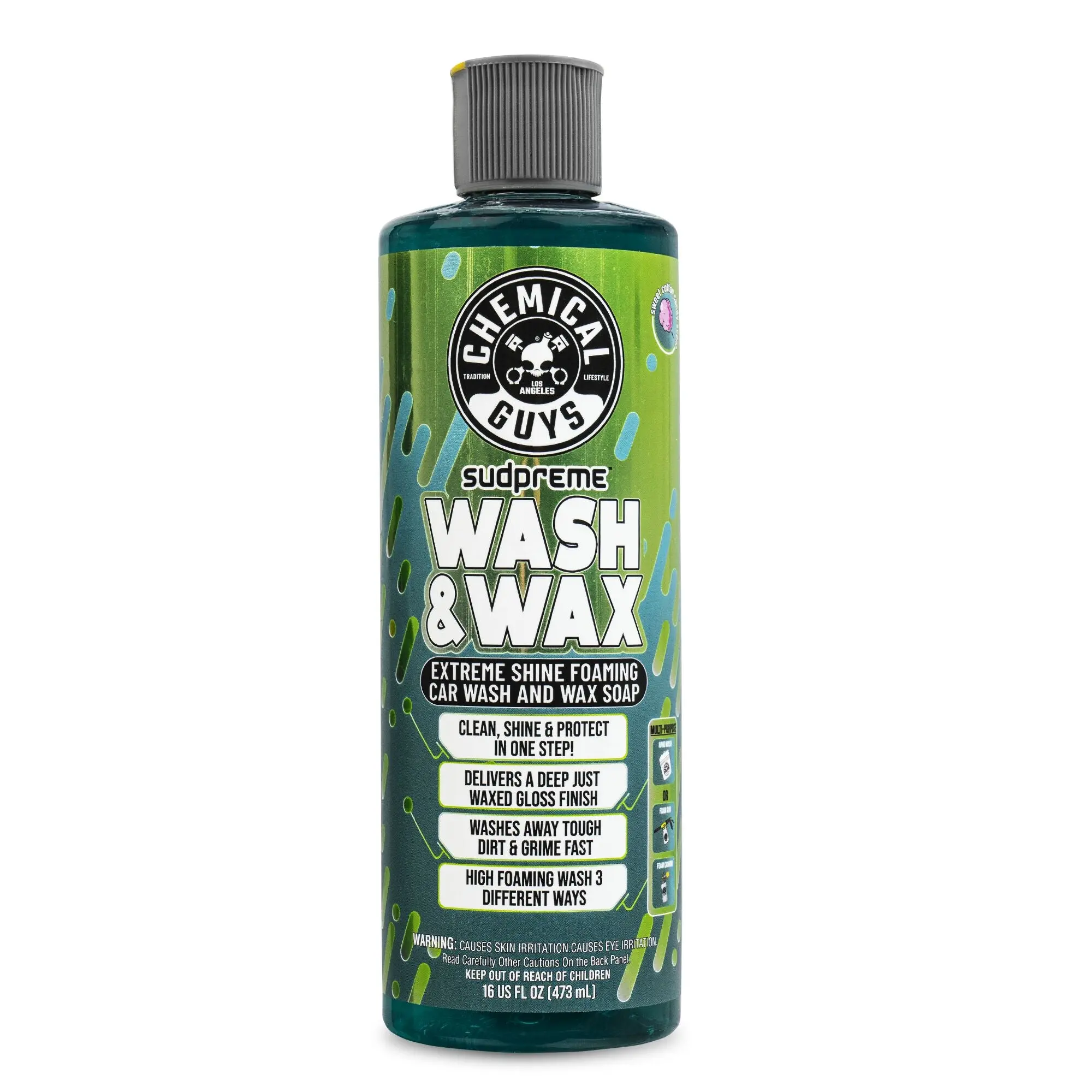 Chemical Guys Sudpreme Wash & Wax Car Soap, Foaming Carnauba Cleaner Detailing Product for All Surfaces, Car Paint Deep Shine Solution, Detailing Products, Car Cleaning Supplies, Car Shampooer
