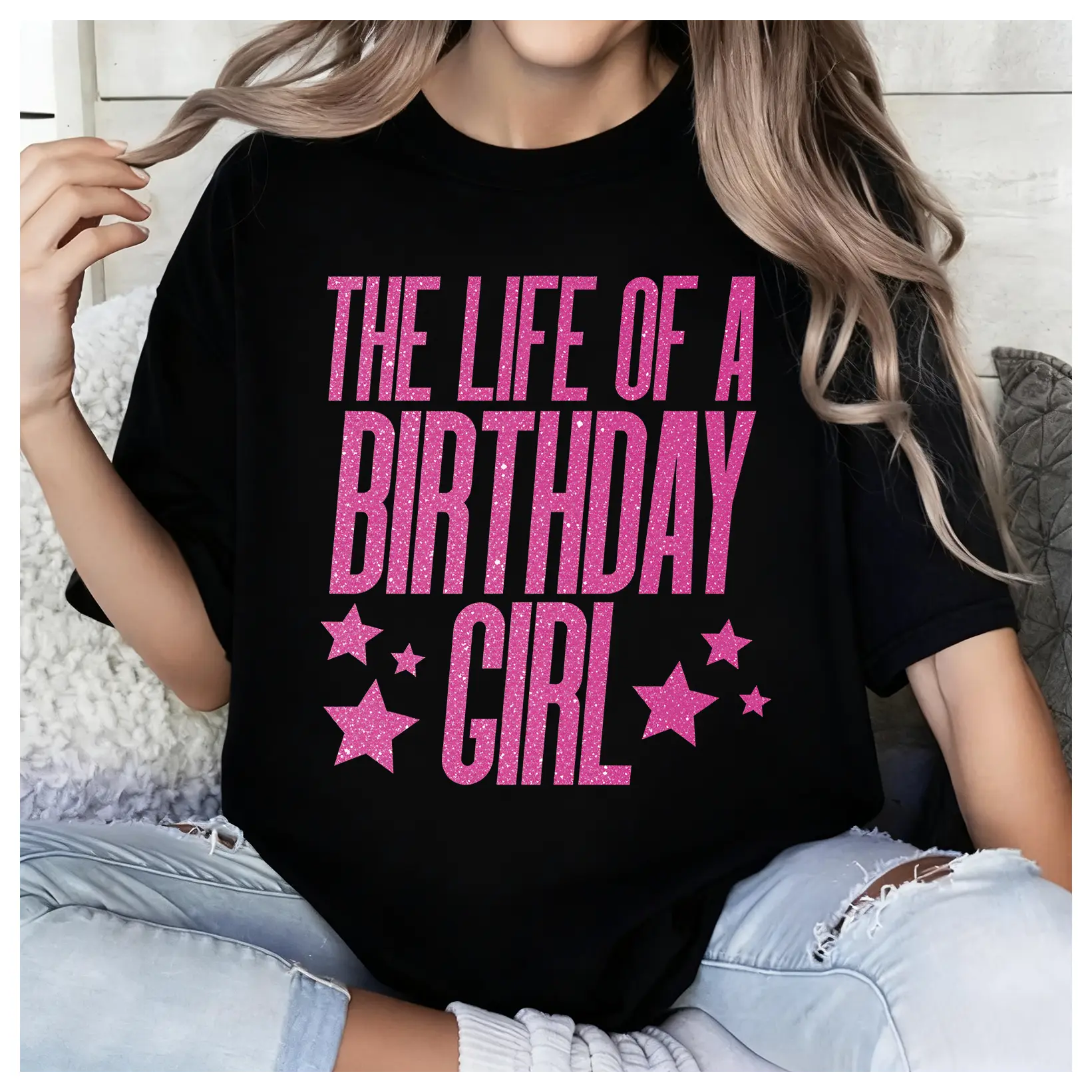100% Cotton Women's Birthday Girl T-Shirt, The Life of a Birthday Girl Tee, Retro Era-Inspired Shirt, Trendy Girls Birthday  Gift