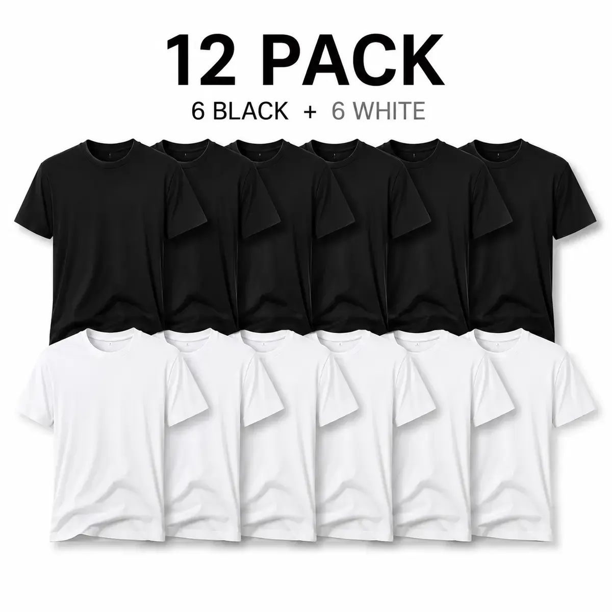 Men's Basic Short-Sleeve T-Shirts 2-12 Pack - Unisex Soft Cotton Blend Crew Neck Menswear, Casual Stylish Vintage Loose-Fit Athletic Undershirts (Black, White), Shortsleeve