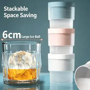 3-Pack Ice Ball Molds - 2.4" Large Spherical Ice Cube Trays for Whiskey & Cocktails, Reusable Silicone Freezer Mold for Cold Drinks, Baby Food, Hockey Puck Ice outdoorfun