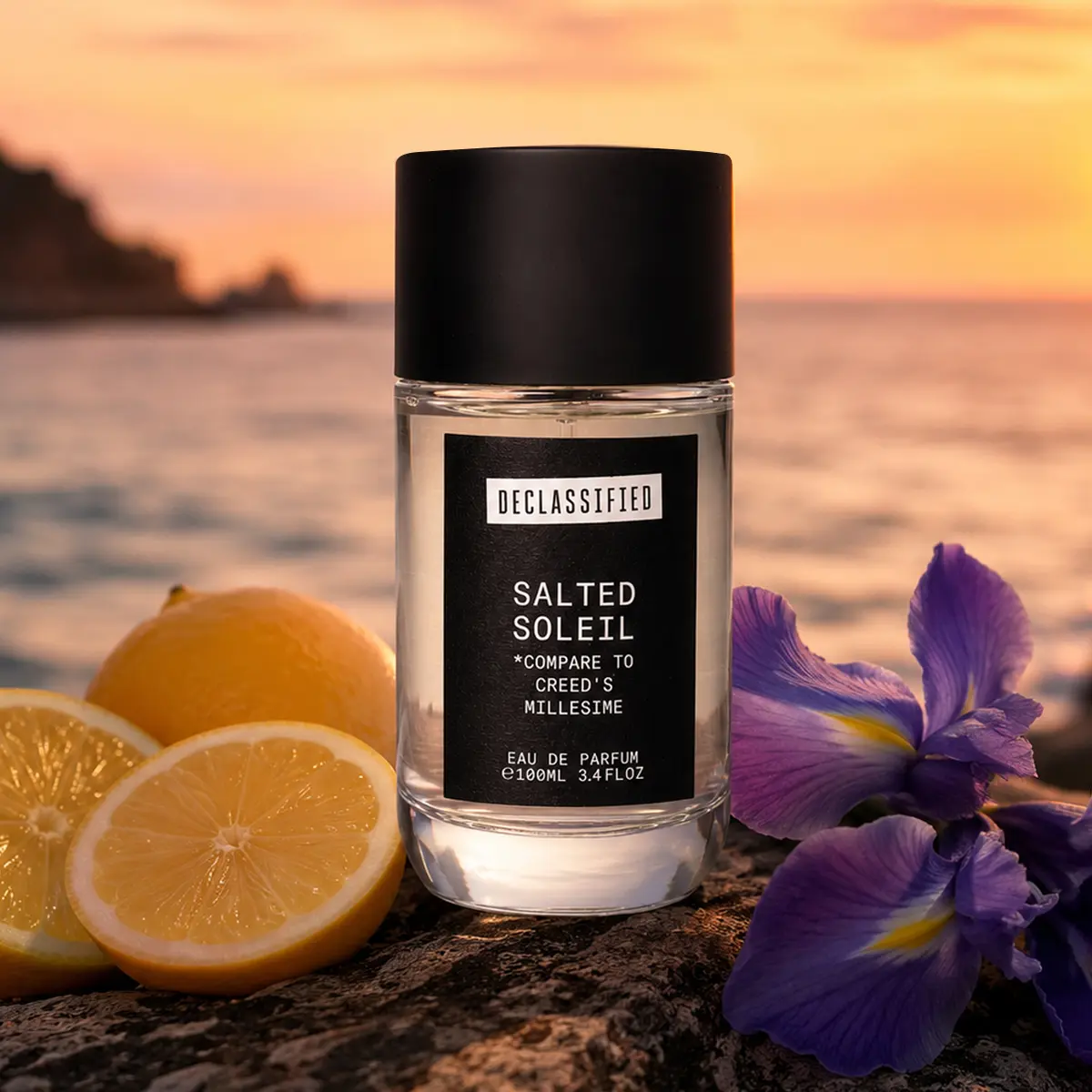 Declassified Salted Soleil Perfumes, Woody Floral Unisex Fragrance with Sea Salt, Citrus & Musk Notes, Vegan & Cruelty Free EDP Sprays, 100ml, Aromatic Woody Cologne, Floral Fragrance Blend