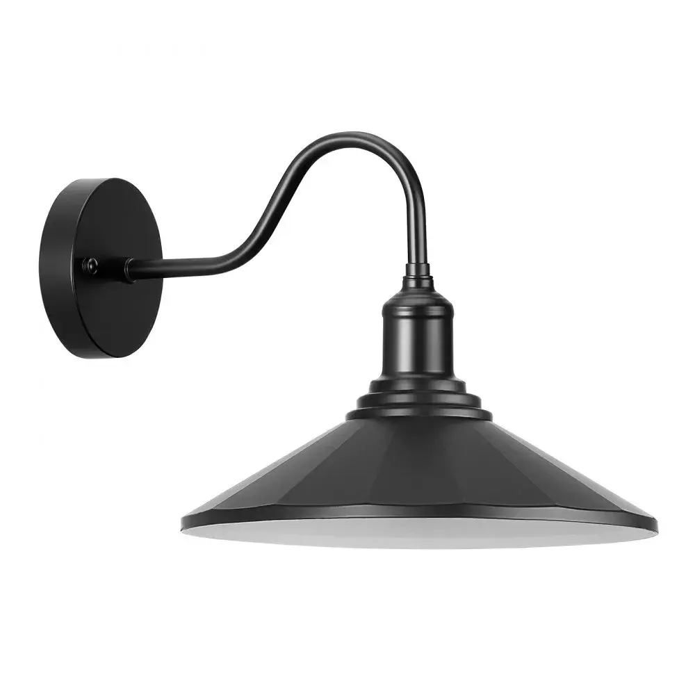 【Summerfinds】VEVOR 11.5 in Diameter Avoids Rust Cast Iron Gooseneck Barn Light 1-Pack, IP54 Water Resistant Outdoor Wall Light, E26 Compatible Warm White, Bright CFL Options, for Backyard, Garden House, Porch (Home Improvement, Black)
