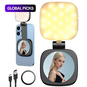 Magnetic Selfie Light for Phone with Mirror, Retractable Foldable Pocket Size Portable Mini Ring Light for Phone, Cell Phone Light, Dimmable Fill LED Phone Light for Video Recording/Live Streaming/Makeup/Vlog #GLOBAL PICKS