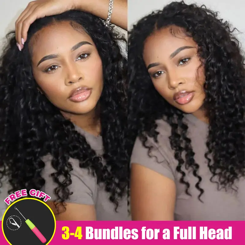 ISEE HAIR Crochet Hair Deep Wave Human Hair Extensions Miracle Knots Friendly for Boho Braids – Defined Curls Pre-Separated 50g/Pack (32-38 Strands Per Pack）4-5 Packs for Full Head,Vacation Hair #Summervibe#ISEECrochetNewArrivals