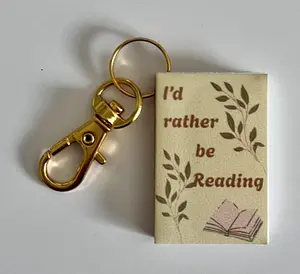 Mini Book Keychain - I'd Rather Be Reading Compact Design 1x1.5 Inch for Book Lovers Handy Reminder Accessory