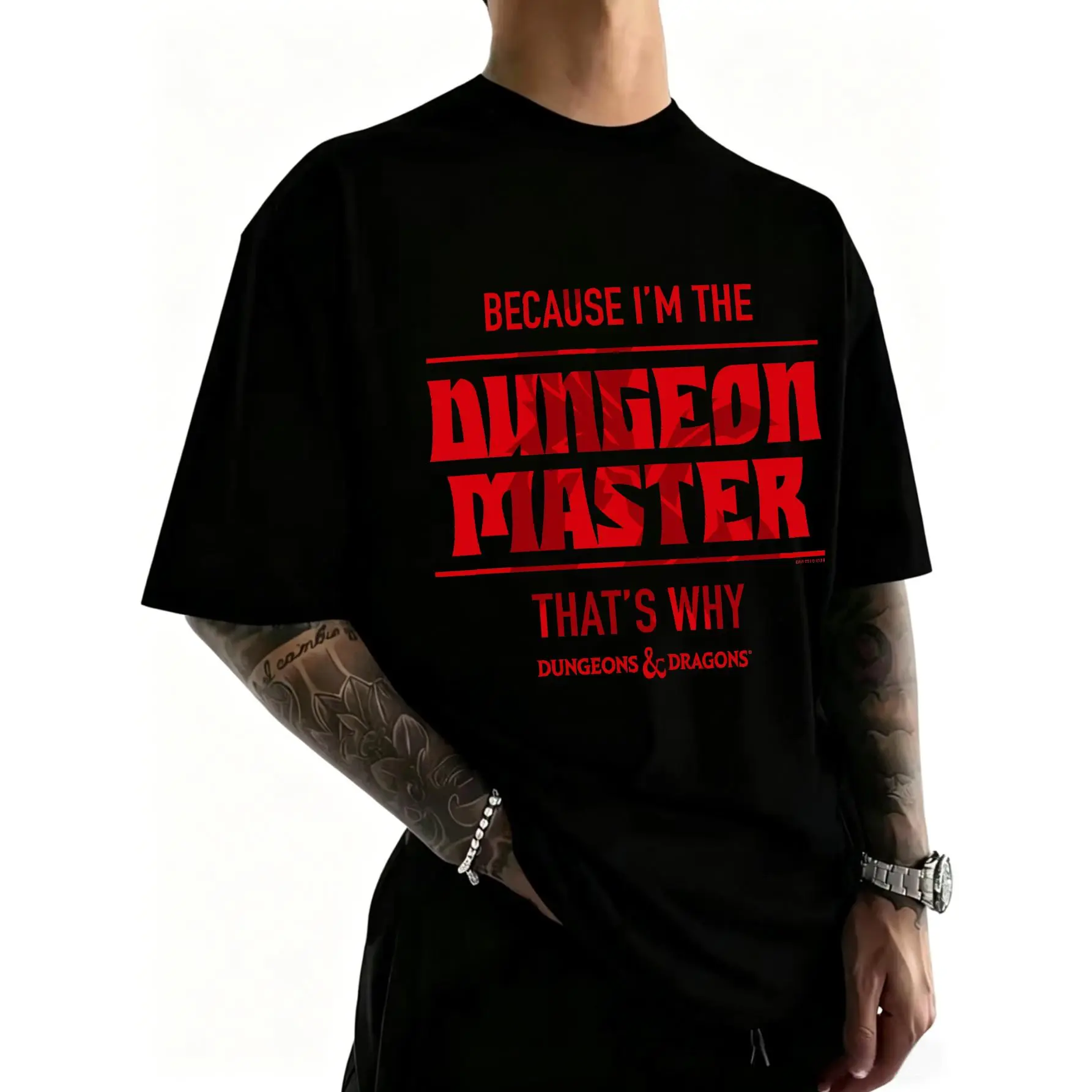 Men's 'Dungeon Master' Graphic T-Shirt, Classic D&D Slogan Tee in 100% Soft Cotton, Funny Short Sleeve Fashion Top for Gamers