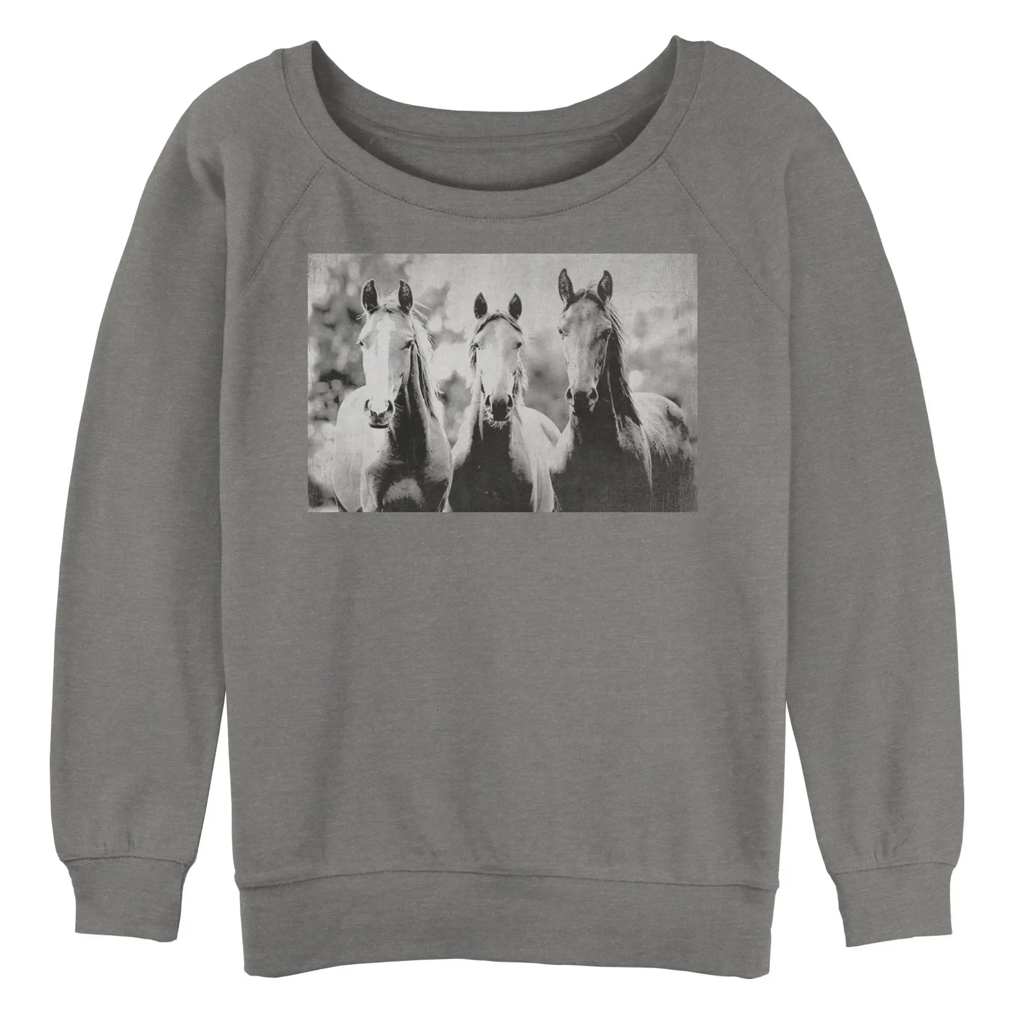 Junior's Lost Gods Black and White Horses Sweatshirt