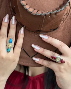 Handmade Sterling Silver Dahlia Rose with Druzy, Peacock Dahlia with Druzy Adjustable Ring, Signed Nizhoni