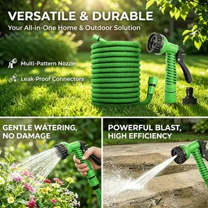 No-Kink Leakproof Expandable Water Hose (25/75/100FT) with 6-Function Spray Head, Collapsible Lightweight Garden Hose for Outdoor Home Use