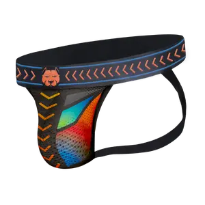 Gruff Pup Charger Jockstrap - Mesh Jock for Men - Gay Menswear - Colorful Retro Design - Comfortable & Semi-Sheer Stretchy  - Classic Masculine Socks