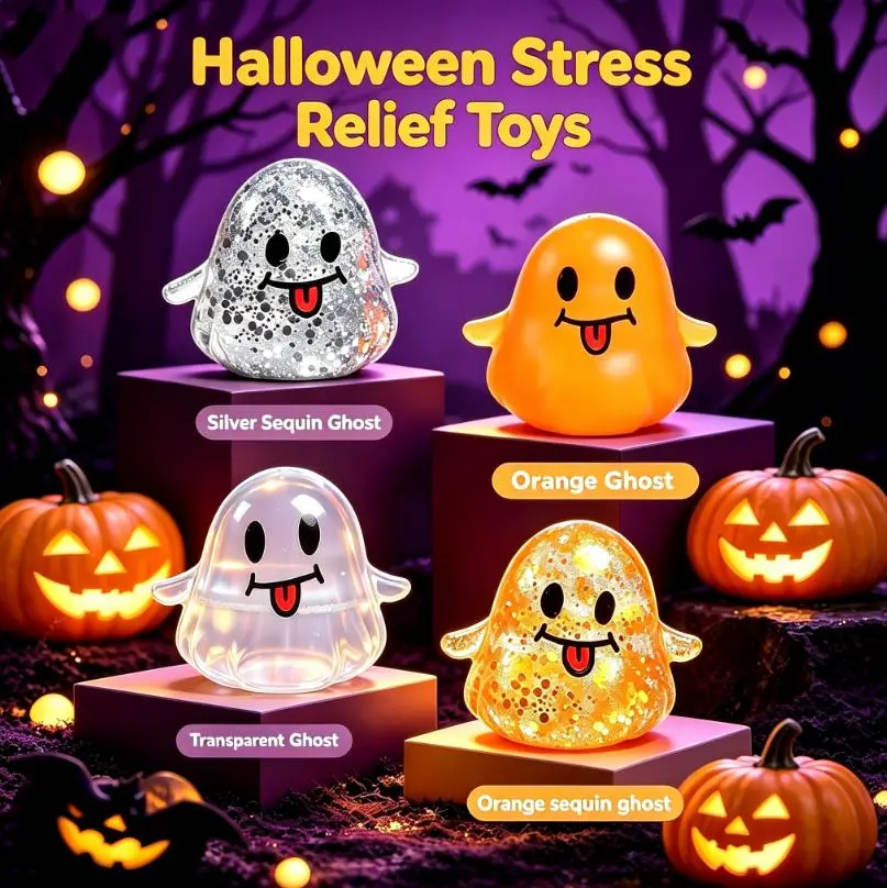 Halloween Ghost Shape Squishy Toy - Halloween Squishies with Maltose Hand Feel, Lightweight Anxiety Calming Decompression Toy, Stress Relief Gift for Students, Office Workers,back to school,back to school haul