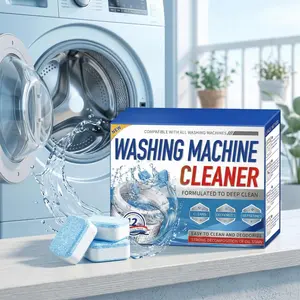 12/24Pcs Washing Machine Deep Cleaner Tablets, Multipurpose Foaming Degreaser for Front Loader & Top Load Washer, Home Essentials Cleaning Supplies washing machine cleaning effervescent tablets laundry smell fix septic safe eco-friendly deodorizer ice