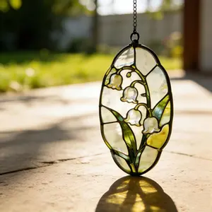 Handmade Lily of the Valley Acrylic Suncatcher, Vintage Floral Window Hanging, Cozy Spring Home Accent, Perfect Mother's Day Gift