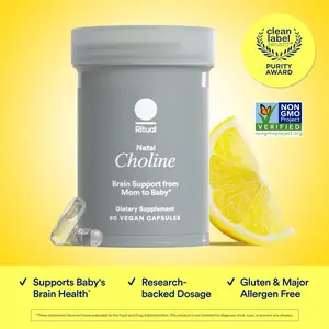 Ritual Natal Choline Supplement, 550mg, Supports Baby’s Cognitive Function When Taken During Pregnancy and Choline Content in Breastmilk*, 30 Day Supply