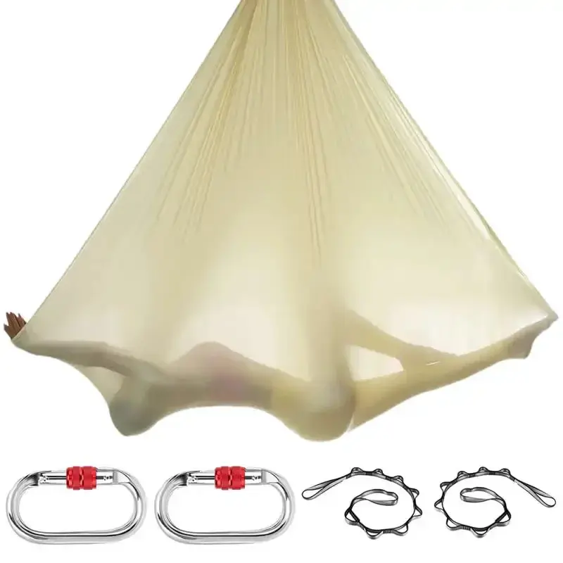 Durable High Strength Nylon Aerial Silks Yoga Swing Hammock, Anti-Gravity Inversion Belt with Lightweight Design, Versatile Adaptable 5x2.8m Set for Gym Home Aerial Dance, Enhance Flexibility, Solid, Versatile And Adaptable, Aerial Yoga, Full Set