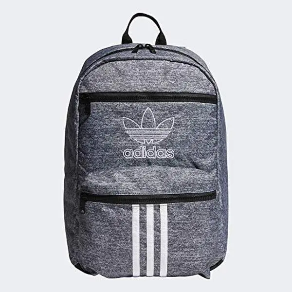 adidas Originals National 3-Stripe Unisex Casual Backpack - Jersey Fabric, Onix Jersey/Black, Stylish Daypack, School Backpack, Daily Use Functional Bag