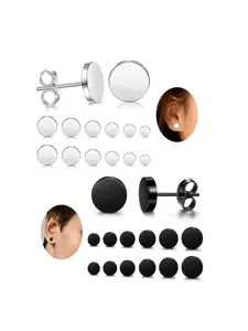 6Pairs Minimalist Stud Earrings for Women Men, Hypoallergenic Surgical Steel Earrings, 3-8mm Black Round Design, Daily & Party Ear Piercing Jewelry, Perfect Gift, Ear Studs