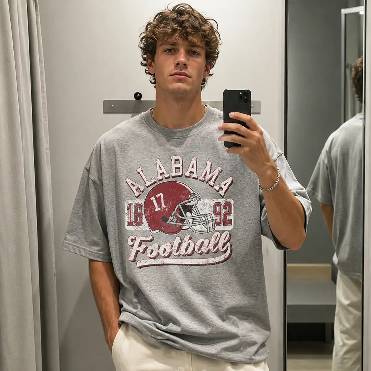Alabama Football 1892 Helmet T-Shirt, Distressed Crimson College Graphic Tee, Vintage Southern Game Day Shirt for Fans, Students and Alumni