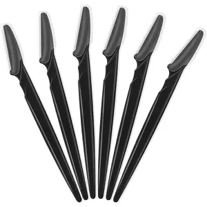 6 Pcs Black Eyebrow Razor, Face Razors Multipurpose, Facial Razors for Women Men, Eyebrow Trimmers Shaver with Protective Cover, Dermaplaning Tools for Face Body Use, Facial Hair Removal Tools