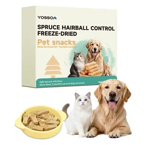 YOSSOA Hairball Relief Freeze-Dried Cat Treats ，Chicken & Spruce Fiber for Digestion & Dental Health ，Omega-3 Rich