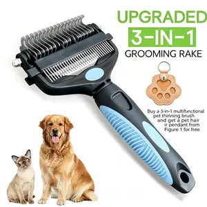 Double-Sided Pet Grooming Brush, Undercoat Rake & Dematting Tool - Grooming Accessories, Fur Removal Tool - 90% Shedding Reduction - Skin-Gentle for Short & Long Hair Dogs & Cats